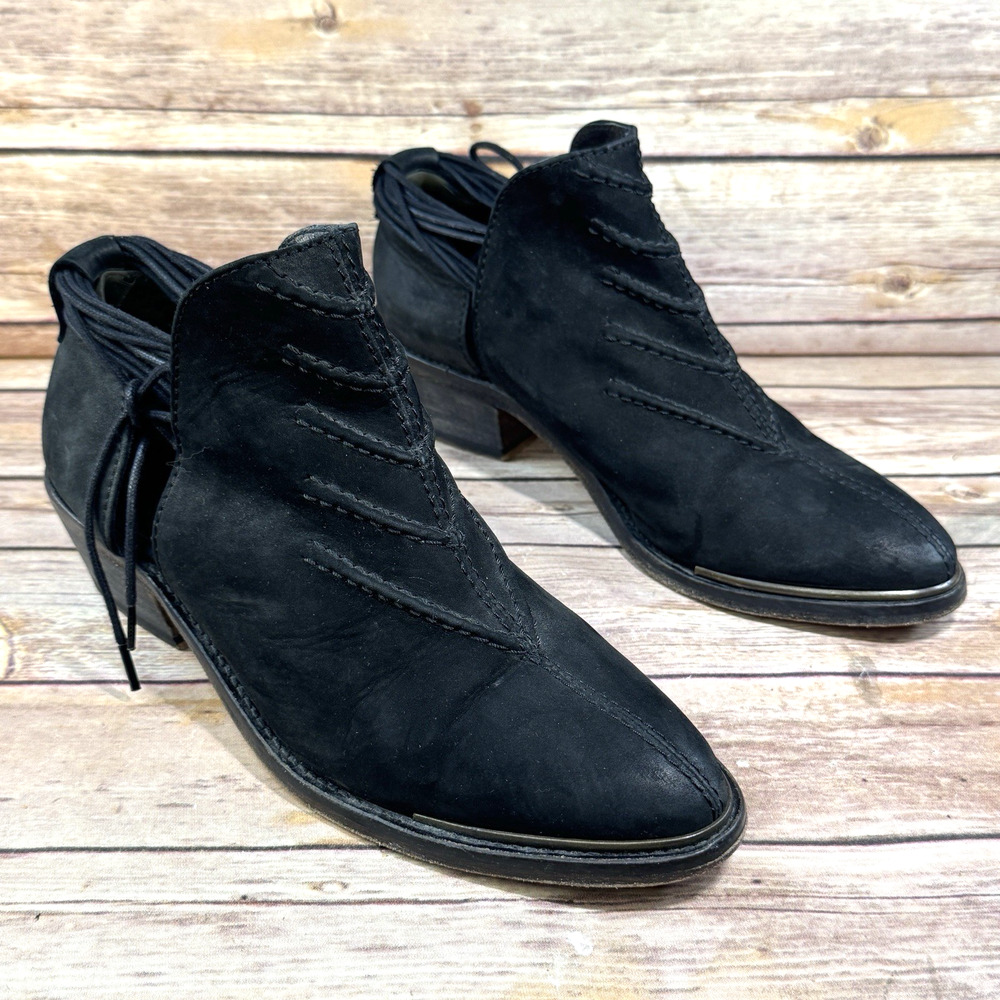 Free People Womens Black Suede Southern Cross Ankle Boots Size 7.5